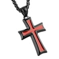 thumbnail image 3 of HZMAN Mens Stainless Steel Cross Pendant Necklace with Wheat Chain (Black & Red), 3 of 6