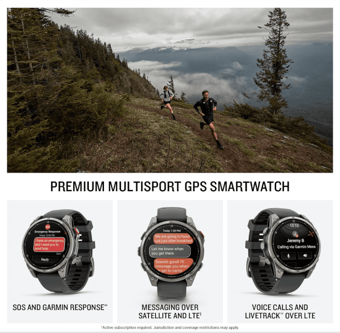 Garmin Fenix 8 Pro - 51mm AMOLED Sapphire Premium Connected Multisport GPS Smartwatch, inReach, Titanium & Graphite/Black Silicone Band w/ Wearable4U PowerBank Bundle