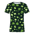thumbnail image 4 of larppty St Patricks Day Shirt Women Short Sleeve Crew Neck Irish Shamrock Tops Loose Fit Luck Leaf Clover Patricks Shirt (Dark Green, S), 4 of 4