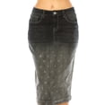 thumbnail image 6 of Be-Girl Women's Denim Pencil Skirt, Black Ombre Wash, Rhinestone Embellished - SG-79165, 6 of 6