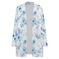 thumbnail image 4 of Women's Plus Size White Blue Floral Cardigan, Long Sleeve Open Front Tunic with Pockets, 4 of 8