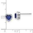 thumbnail image 3 of Auriga Fine Jewelry 925 Sterling Silver Created Sapphire and Diamond Heart Stud Earrings for Women, 3 of 6