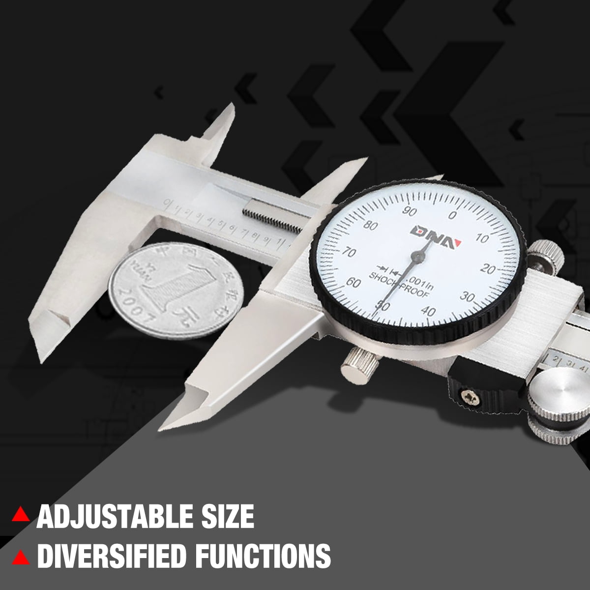 Premium-Grade Stainless Steel Dial Caliper, 6 Inch, Shockproof Measuring Micrometer w/ Lockable Head