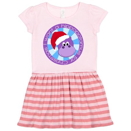 

Inktastic I want a hippopotamus for Christmas Gift Toddler Girl Dress