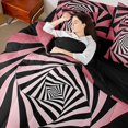 thumbnail image 4 of Erosebridal Abstract Spiral Bed in a Bag Queen Size,3D Geometric Swirls Bed Set,Gradient Pink Black Stripes Bedding Queen Size,Super Cozy Princess Room Decorative Reversible,7pcs, 4 of 6