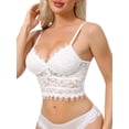 thumbnail image 4 of INSPIRE CHIC Women's Lace Camisole Plunge Sheer Sleeveless Strap Tank See Through Mesh Back with Thin Cup XS White, 4 of 5