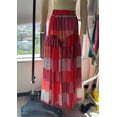 thumbnail image 3 of Women's Multicolour Plaid Print Ruched High Waist Casual Maxi Skirt L, 3 of 12