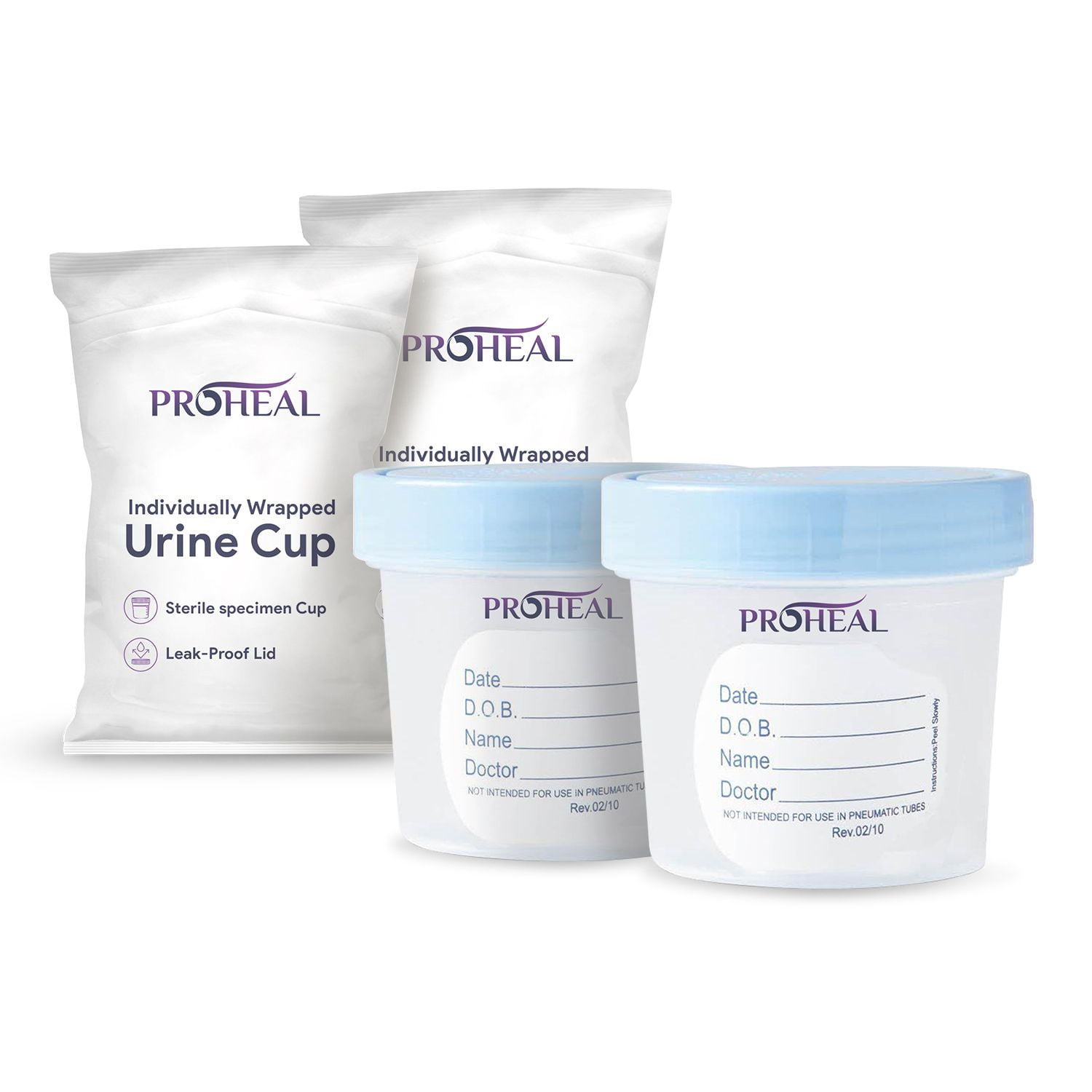 ProHeal (5 Pack) Sterile Urine Cups, 4oz Specimen Collector With Leak