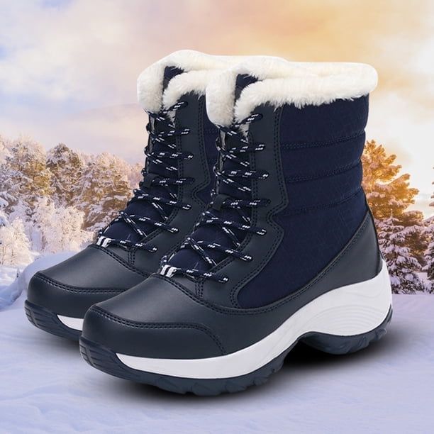 Zapatos Botines impermeables Botines cálidos de felpa antideslizantes Tallas grandes (Azul oscuro 43) Ehuebsd Tenis De Mujer Tenis De Hombre