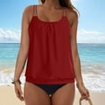 thumbnail image 5 of vigerkar Women's Solid Color Cami Casual Pleated Chiffon Tank Top 2 Piece Tankini Bathing Suit (Wine, XXL), 5 of 7