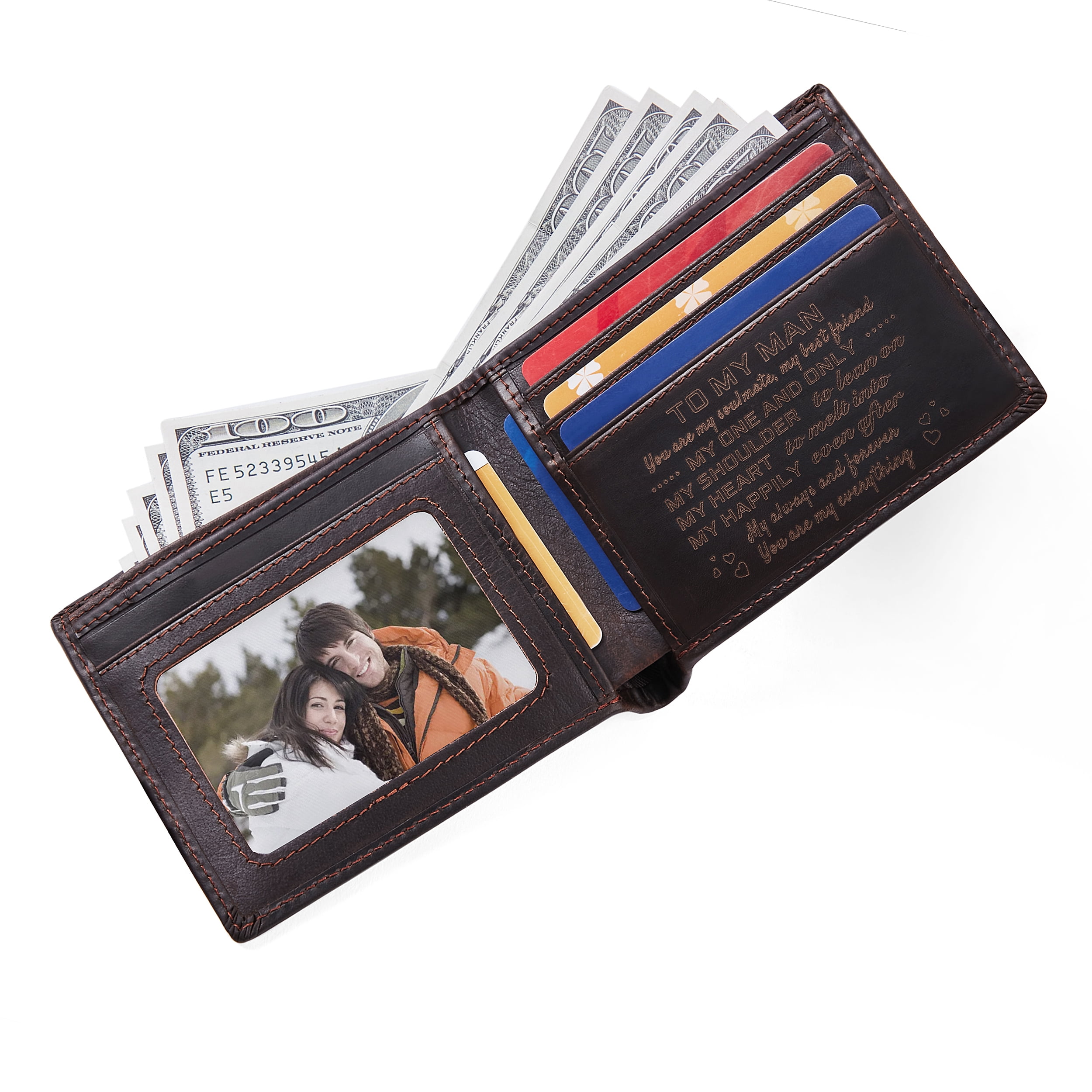 FeiYen Personalized Engraved Leather Wallet for Husband Boyfriend from ...