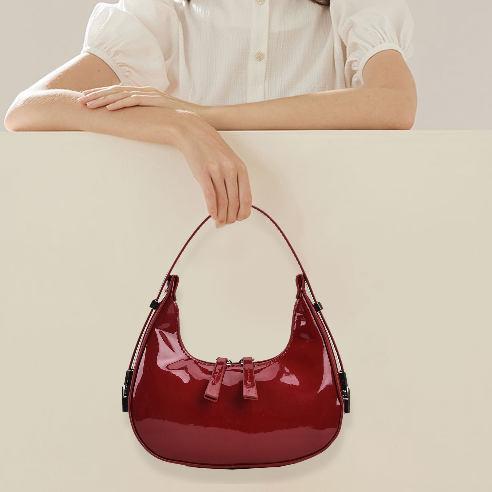 Y2K Crescent Hobo Bag – Studded PU Leather, Shoulder Or Crossbody, Cute Vintage Purse - View #3