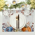 thumbnail image 3 of Burlap Autumn Leaves Table Placemats Set of 4 - 12"x18" Watercolor Pumpkins Thanksgiving Fall & Holiday Decor for Home, Kitchen, Dining, Outdoor, Indoor, 3 of 8