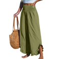 thumbnail image 2 of Ploknplq Wide Leg Pants Women,Palazzo Pants for Women,Womens Dress Pants,Fashionable High Waisted Pleated Irregular Cotton Linen Pants,Business Casual Outfits for Women,Pants for Women Green L, 2 of 9