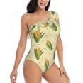 thumbnail image 3 of Rateoe Yellow Corn Pattern Women One Piece Swimsuits Tummy Control One Shoulder Bathing Suits Ruffle Swimwear-X-Large, 3 of 6