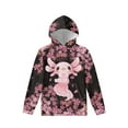 thumbnail image 2 of Renewold Soft Graphic Pullover Hoodie Y2K Girls 6-7 Sweatshirt Aesthetic Cherry Blossom Axolotl Street-wear Novelty Gym Activewear Casual Workout Shirts, 2 of 6