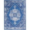 homeroots home decor 385838 4’ x 6’ Navy Blue and Ivory Persian Medallion Area Rug