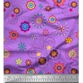 thumbnail image 1 of Soimoi Purple Polyester Crepe Fabric Insect & Floral Clip Art Print Sewing Fabric BTY 42 Inch Wide, 1 of 3