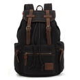 thumbnail image 1 of KAUKKO Vintage Casual Canvas and Leather Rucksack Backpack, 1Black, 1 of 5