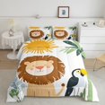 thumbnail image 2 of Feelyou Kawai Cartoon Lion Queen Comforter Set for Boy, Cartoon Parrot Animal Bedding Sets, Palm Botanical Reversible Bedding Comforter Set, Microfiber Bedroom Decor, 3 Pieces, 2 of 8