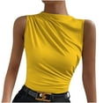 thumbnail image 1 of Plebaso Women's Tank Tops High Neck Ruched Sleeveless Shirts Slim Casual Basic Tees Tops for Going Out, 1 of 5