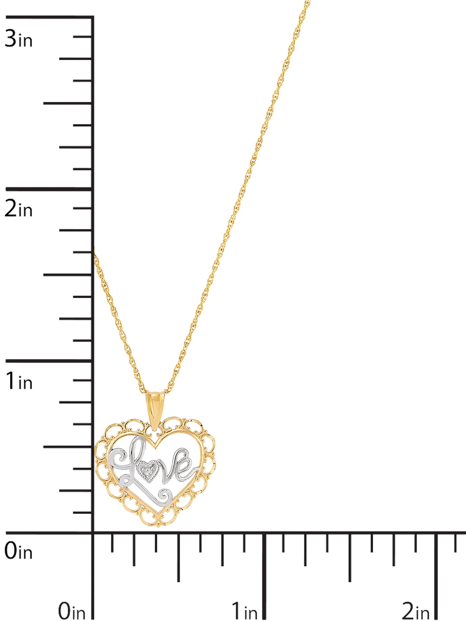 Brilliance Fine Jewelry 10K Yellow Gold with Rhodium Love Hearts Pendant,18"