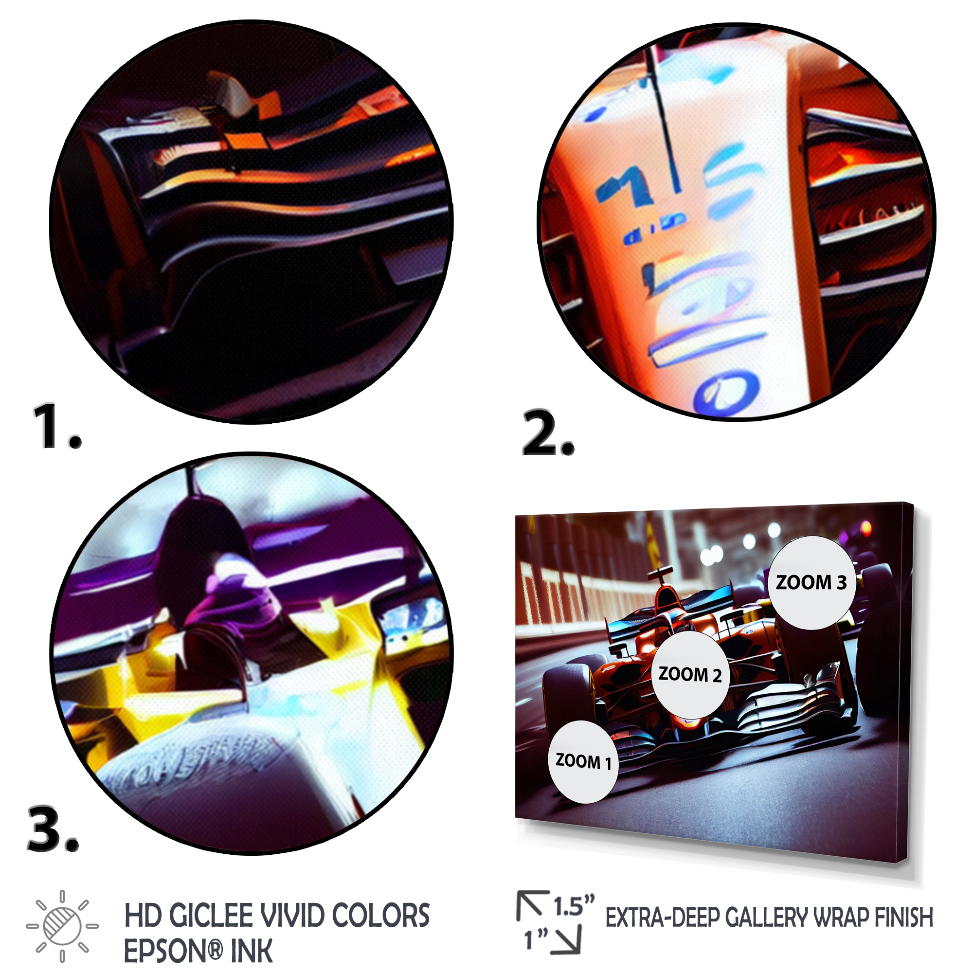 Designart Racing car in Monaco GP II Canvas Wall Art