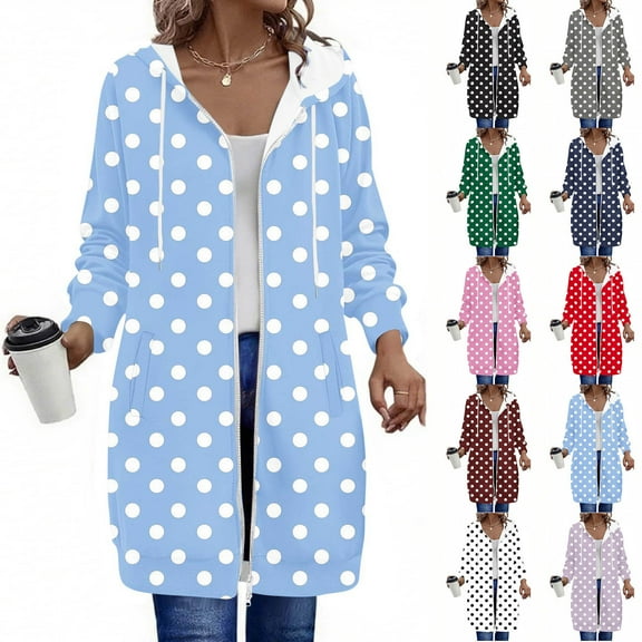 FRSASU Women's Zip up Hoodies Long Sleeve Hooded Sweatshirt Non Positioning Printed Loose Jacket with Pockets White