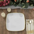 thumbnail image 2 of Balsa Circle 10 Square White 10" Disposable Salad Dinner Plastic Plates Gold Trim Party Events Decorations Supplies, 2 of 8
