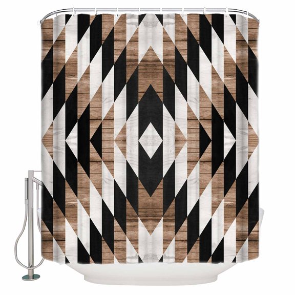 72x78 Inch Shower Curtain Southwest Brown Bathroom Decor Waterproof Fabric Bathtub Bath Curtains Decorative Geometric Farmhouse Aztec Tribal Extra Long Shower Curtain Set with Hooks