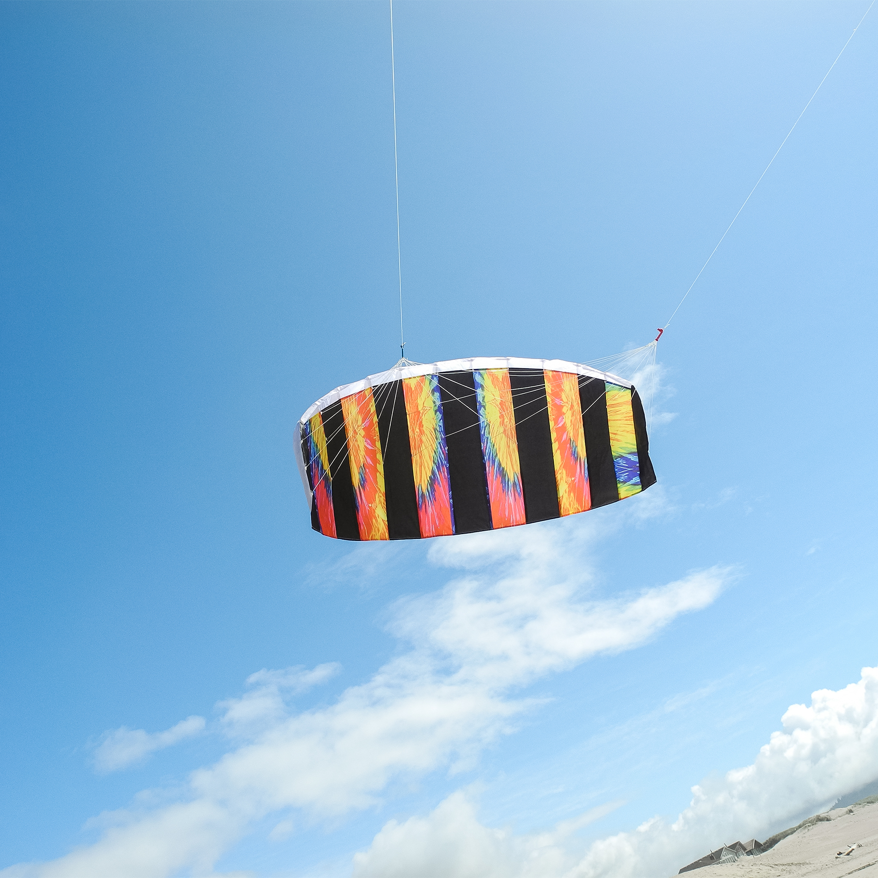 In the Breeze 3081 — Tie Dye 62-inch Sport Kite - Dual Line Stunt Parafoil - Includes Braided Kite Line and Bag - Easy to Fly