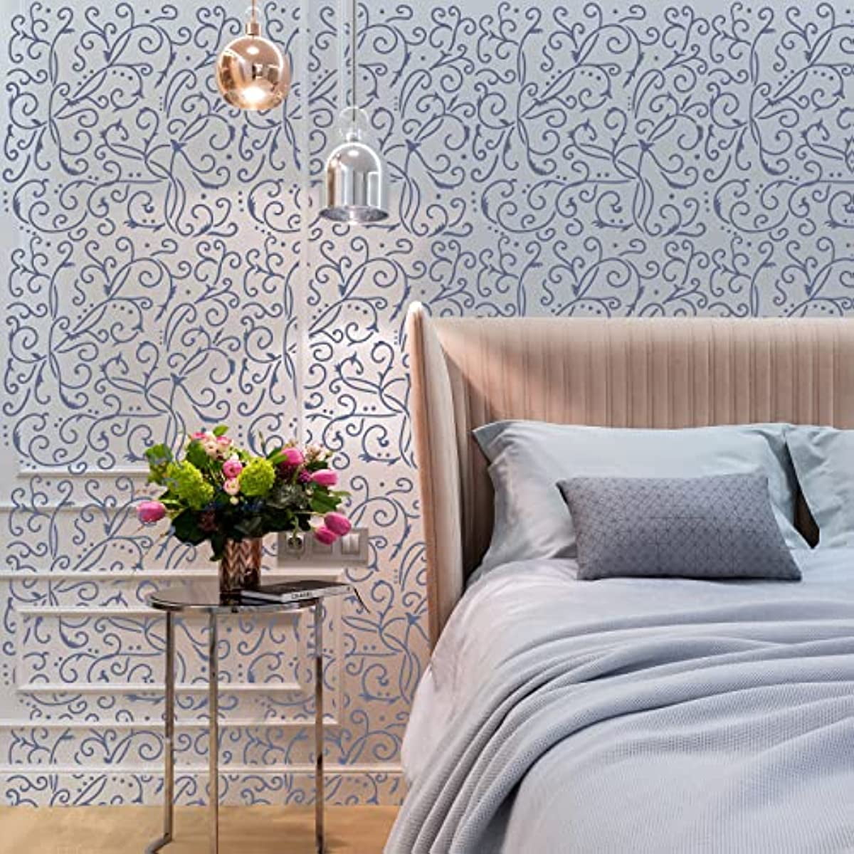 LOIRE - Large Floral Wall Stencil Pattern / Large Wall Stencils for  Painting / Stencils For Walls / Leaf Stencils / Large WALL STENCIL
