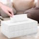 thumbnail image 3 of Caja rectangular de cuero para pañuelos faciales para el hogar, la oficina y el automóvil (blanca), 3 of 4