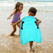 Kids Inflatable Surf Body Board with Handles and New Push-Button Valve, Lightweight Swimming Floating Surfboard Aid Mat Learn to Swim, Beach Safety Theme Surfing