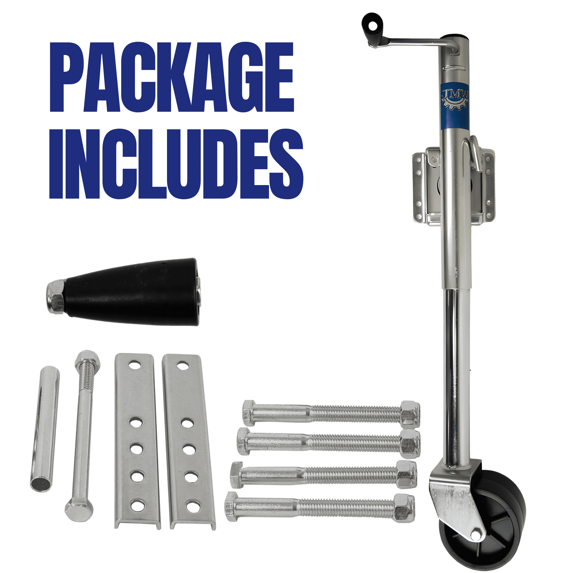 Jeremywell 1500lbs Trailer Jack with Double Wheel, Adjustable 12" Lift Travel, Boat On for Boat RV Utility, Swivel Tongue Towing Dual Wheel
