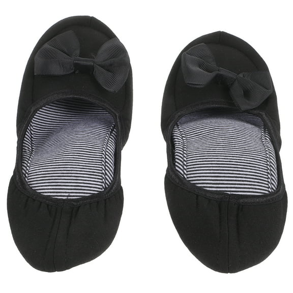 Niceauty Portable Folding Slippers in Black Cotton and PU Light Travel Loafer