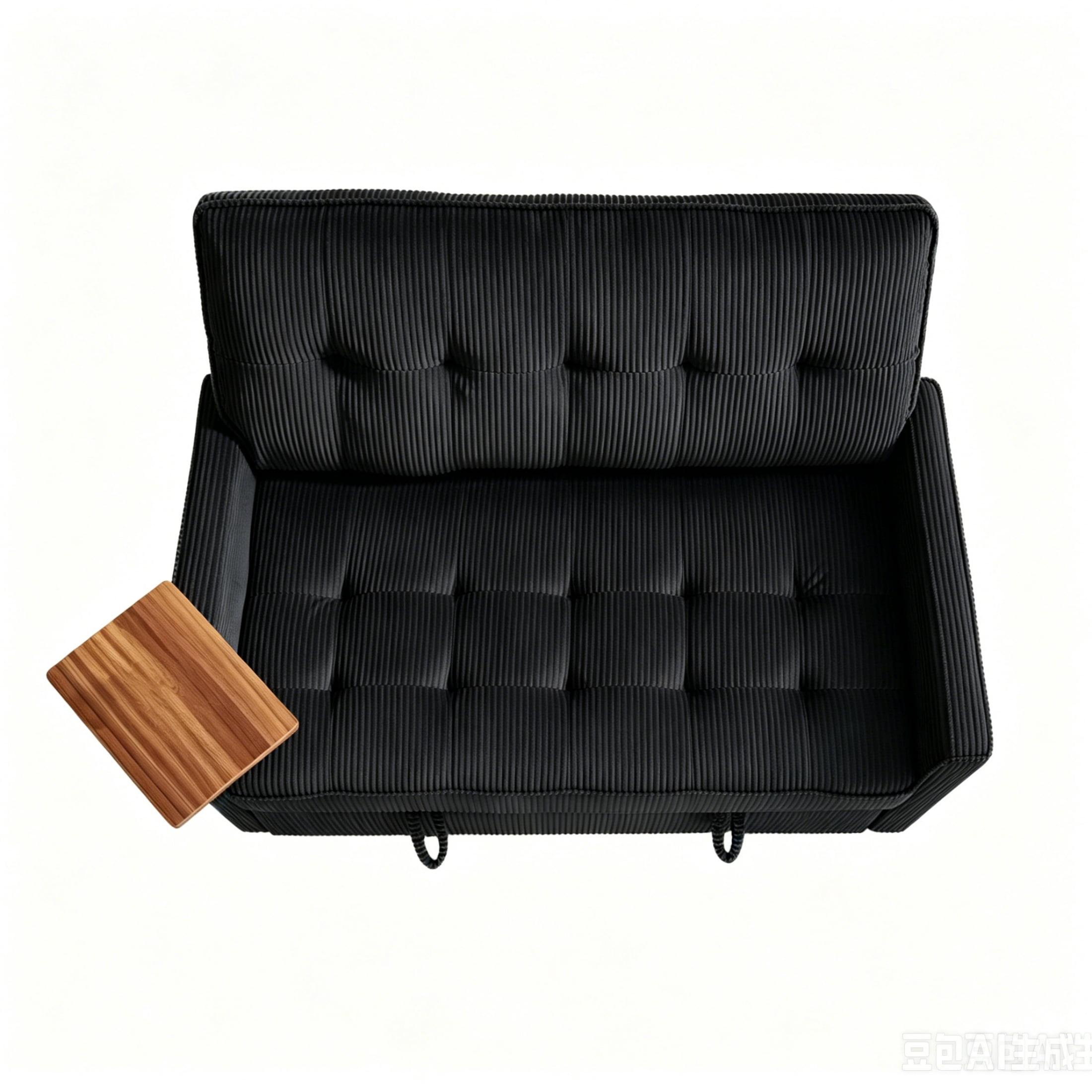 Vinform 3 in 1 Convertible Sleeper Sofa Bed, 55" Corduroy Pull Out Loveseat with Arm Table for Small Space, Black