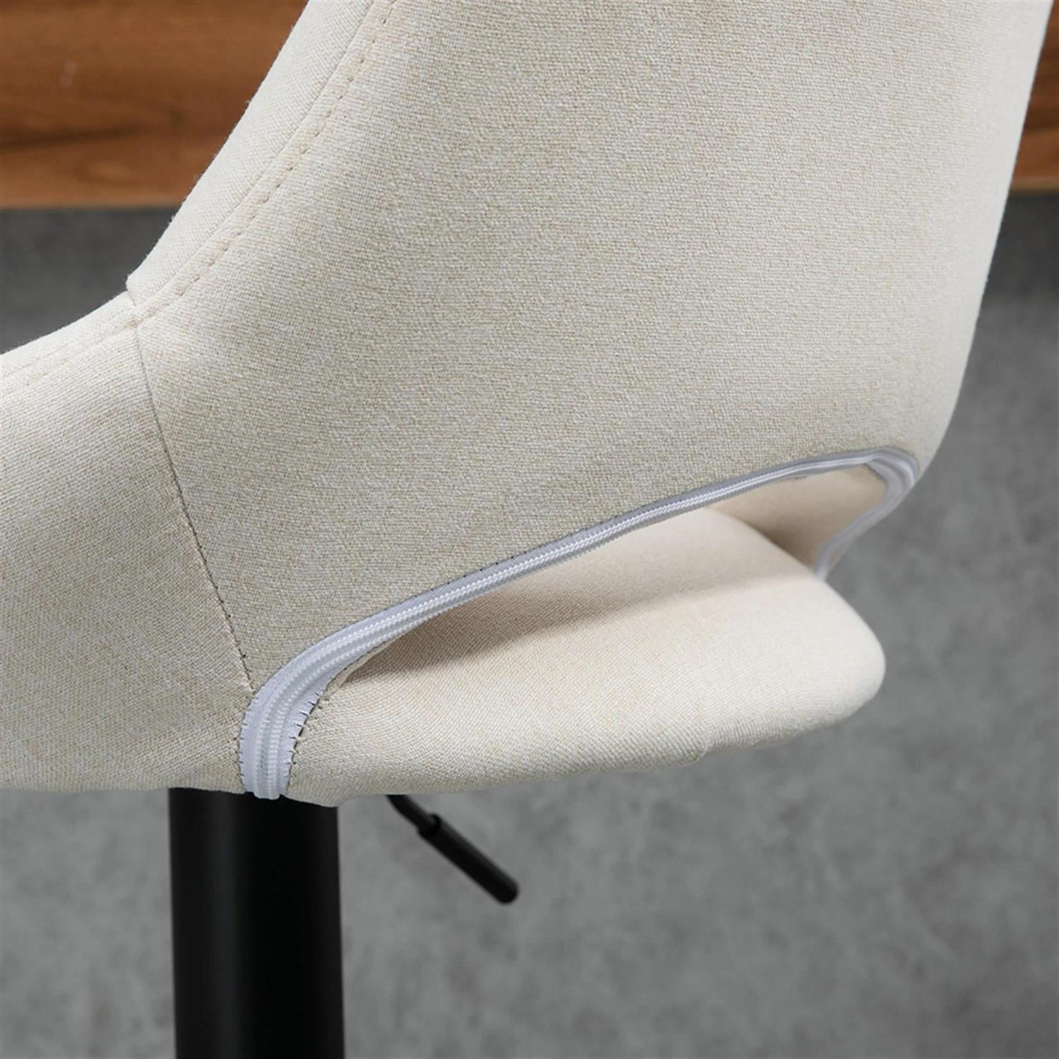 Demi Bonn Modern Swivel Bar Stool Set of 4 with Adjustable Height, Bar Height Stool with Upholstered Back and Steel Legs for Kitchen, Dinning Room, White