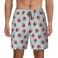 thumbnail image 2 of Picia Hand Drawn Strawberry pattern Mens Swim Trunks with Compression Liner Stretch Beach Shorts Quick Dry with Zipper Pockets No-Chafing Board Shorts-Medium, 2 of 9