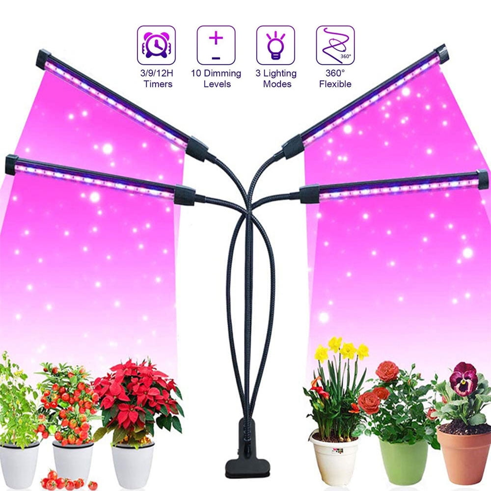 Adapter 2/4-Head 40/80LED Grow Light Growing Veg Flower Indoor Clip Plant Lamp 