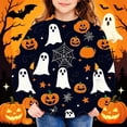 thumbnail image 5 of HAOTAGS Girls Halloween Tops, Crewneck Gost Printed Relaxed Long-Sleeve Sweatshirt Khaki Size 9-12M, 5 of 5