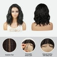 thumbnail image 3 of STUDIOCUT BY PROS Loose Wave Bob Wigs Lace Front wigs 14 Inch Side Deep Part Lace Front Wig for Black Women Curly Wavy Wig Heat Resistant Synthetic Wigs DPL012 (1B-OFFBLACK), 3 of 7