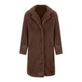 thumbnail image 4 of Women's Winter Teddy Faux Fur Coat Warm Button Down Fuzzy Fleece Long Jacket Single Breasted Cardigan, 4 of 6