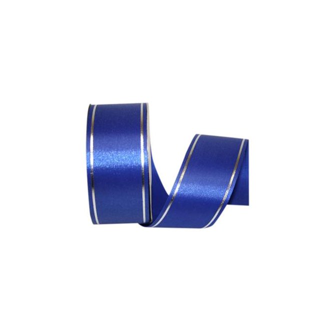 Reliant Ribbon 5502-989-16K 10.87 in. 50 Yards Bi-Stripe Ribbon, Royal & Silver