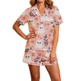 thumbnail image 2 of Ounisa Halloween Pajama Sets for Women 2 Piece Ghost Pumpkin Print Shirts and Shorts Button Down Short Sleeve Sleepwear, 2 of 9