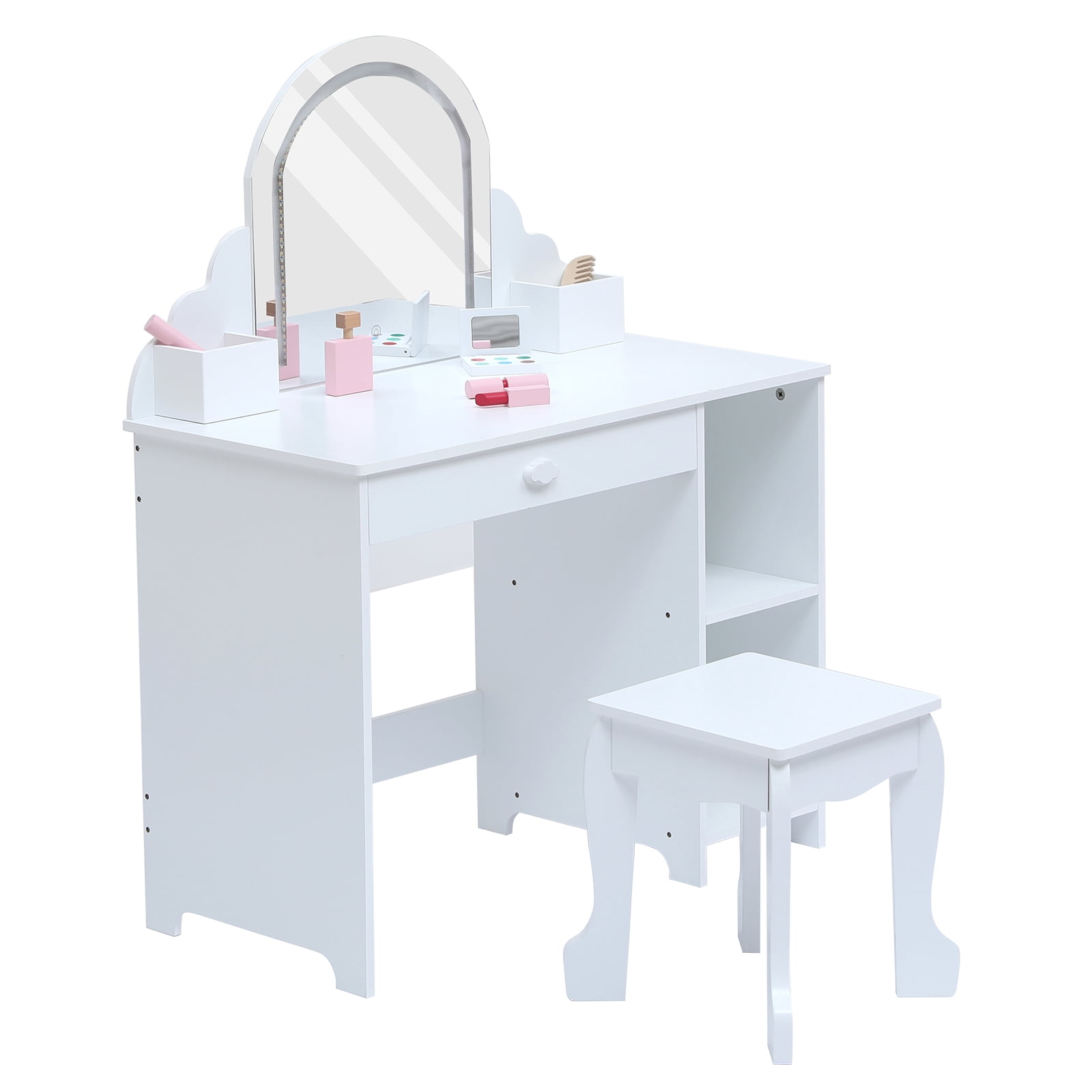 Small Vanity Desk For Kids - 31.5 Inch Makeup Table With 2 Drawers, White & Gold, Fits Narrow Spaces - View #13