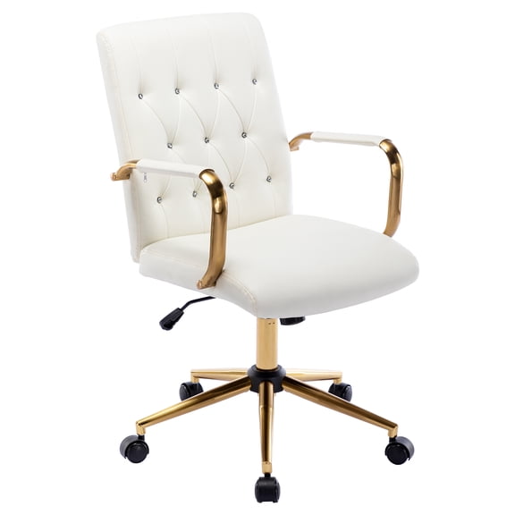 Duhome Office Chair Desk Chairs with Arms Adjustable Computer Chair Swivel Faux Leather Task Chair White