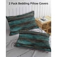 thumbnail image 3 of Teal Brown Plank Prints Pillow Covers King Size 2 Pack, Farmhouse Vintage Wooden Grain Soft Bed Throw Pillowcases Breathable Cooling Long Lumbar Body Pillow Sham Cover for Bed Sofa 20''x36'', 3 of 7