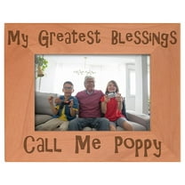 ThisWear Father's Day Gift Blessings Call Me Poppy Natural Wood Engraved 4x6 Landscape Picture Frame Wood