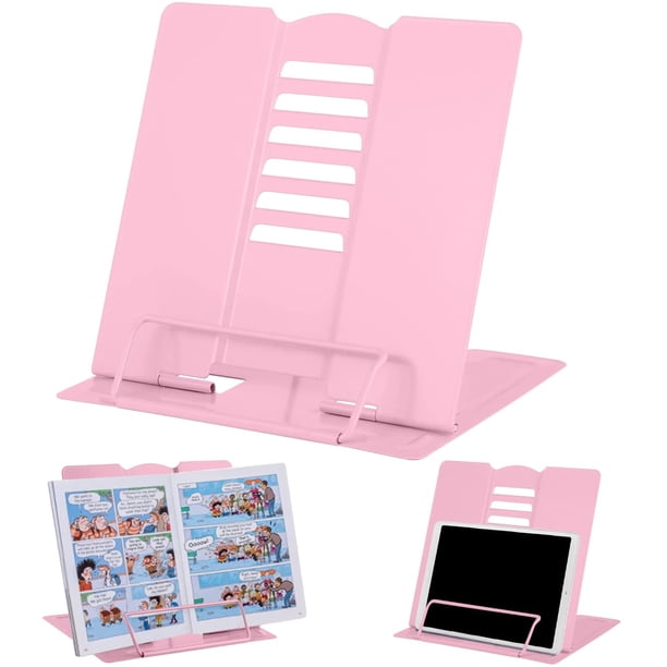 Soporte para libros de metal para lectura, soporte para libros, soporte ajustable para documentos de libros de cocina, soporte portátil resistente para recetas, libros de texto, tabletas, libros de mú Namotu CZBG-YX54